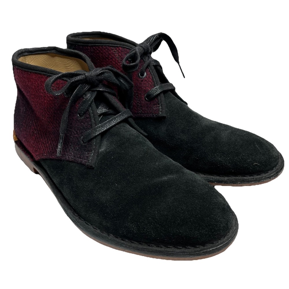 Sebago x Woolrich Halyard Plaid Suede Wool Chukka‎ Boots Shoes 8.5 Men Black Red